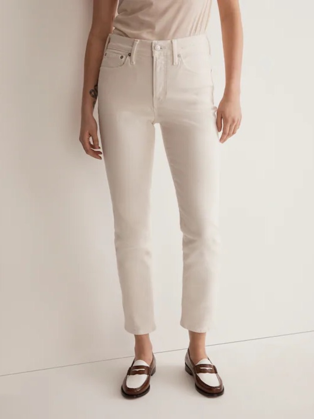 Madewell High-Rise Ankle Jeans in Cream